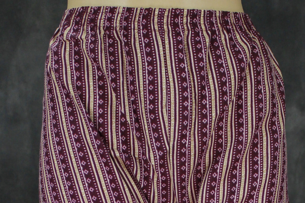 Dark Purple Floral Printed Kurta Set with Striped Elastic Pants - 2 Piece Rayon-Cotton Kurti Pajama for Casual Ethnic Wear