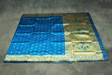Peacock Blue Paithani Pure Silk Saree with Zari Woven Pallu & Border, Patterned Body and Butti Work