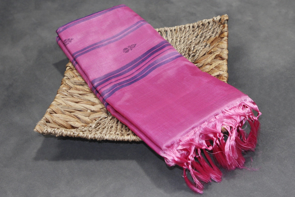 Magenta Vaazhai Naar (Banana Pith) Saree with Small Butta and Green Pallu