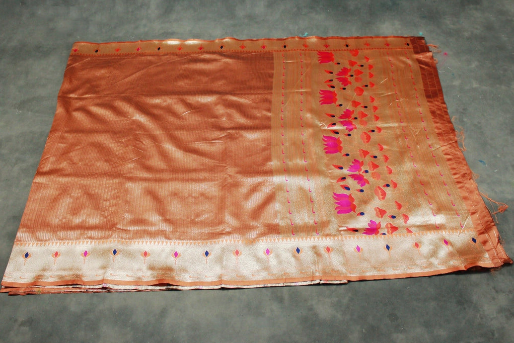 Paithani Tissue Fabric Saree, Full body weaving zari work, saree comes with blouse
