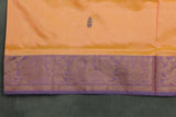 Vaazhai Naar (Banana Pith) Saree in Navy Blue and Orange with Zari Design Border, Full-Body Buttas and Blouse Piece