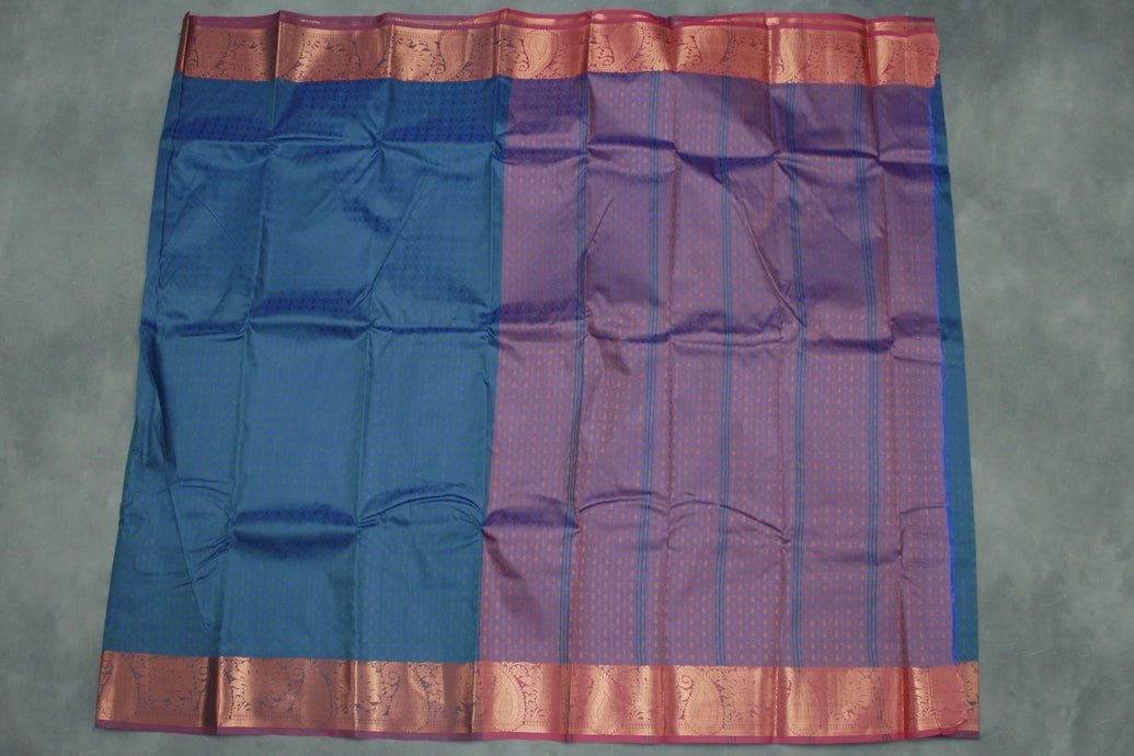 Dark Blue Emboss Silk Saree with Semi Silk Border and Traditional Floral Weave Design
