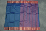 Dark Blue Emboss Silk Saree with Semi Silk Border and Traditional Floral Weave Design