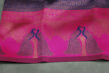 Dark Blue Kubera Silk Saree with Peacock Border and Blouse, Semi Silk Traditional Wear