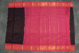 Dark Purple Sungudi Cotton Saree with Pink Peacock Gold Zari Double Border Saree JCS Fashions