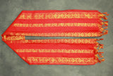 Red Ponnadai Poly Silk Jacquard Temple Shawl with Zari Pattern & Tassels | 2m Traditional South Indian Dupatta