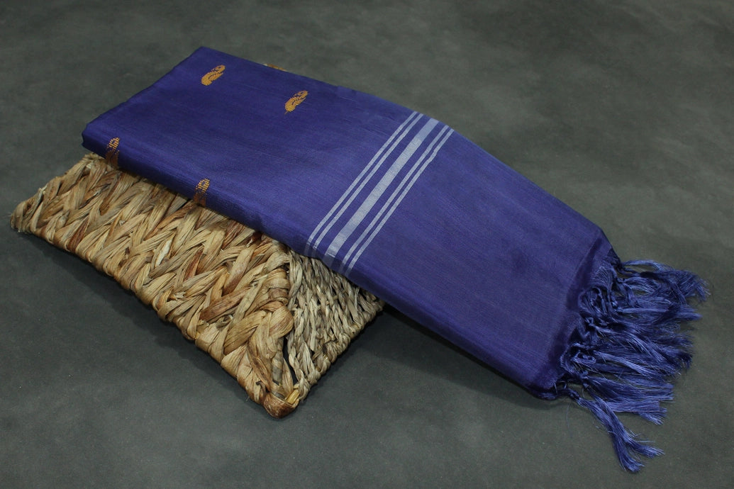 Purple Vaazhai Naar (Banana Pith) Borderless Saree with Small Buttas