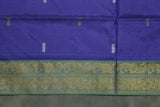 Banana Pith (Vaazhai Naar) Saree with Traditional Zari Butta Border – Violet & Green