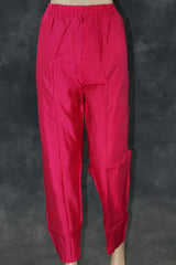 Roman Silk Pink Embroidered 3-Piece Salwar Suit with Organza Dupatta and Elastic Pants Kurti JCS Fashions