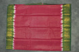 Onion Pink Sungudi Cotton Saree with Green Gold-Tone Zari Border and Vaira Oosi Diamond Pattern Saree JCS Fashions