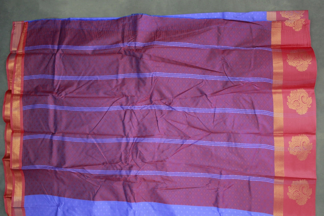 Lavender Emboss Silk Saree with Floral Design and Satin Border, Comes with Blouse