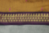 Silk Cotton Dark Mustard Saree with Purple Grand Pallu and Thick Zari Border Saree JCS Fashions