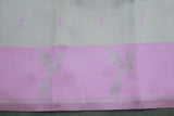Kubera Pattu Saree - Cream & Pink Kingfisher Zari Border with Blouse, Semi Silk