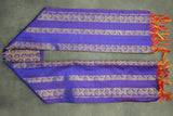 Violet Ponnadai Poly Silk Jacquard Temple Shawl with Zari Pattern and Tassels for Pooja Weddings Functions