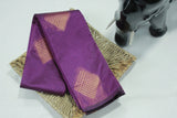 Violet Silk Cotton Saree with Zari Border and Matching Blouse