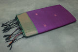 Maheswari Silk Cotton Saree in Purple with Small Butta and Zari Border