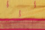 Silk Cotton Yellow & Pink Saree with Grand Pallu and Thick Zari Border