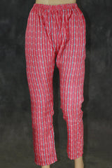 Cotton Printed Kurta Set – Cream Multicolor Kurti with Red Elastic Pants