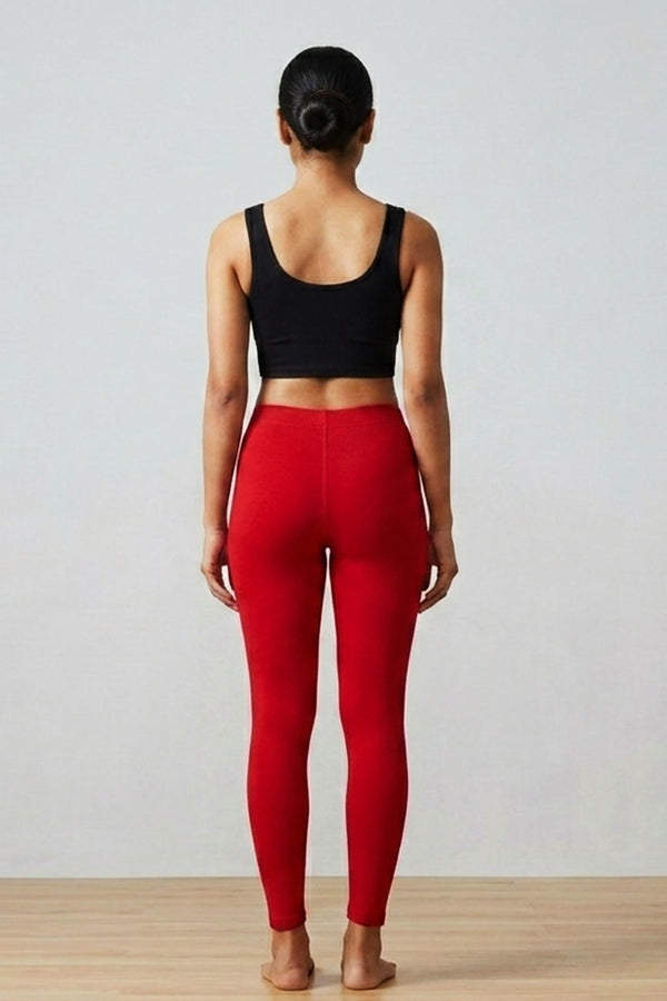 Ankle-Length Leggings in 4-Way Lycra for Ultimate Comfort & Flexibility - AI Model Photo 1
