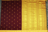 Maroon Kalyani Cotton Saree with Puttam Design and Zari Border and Blouse