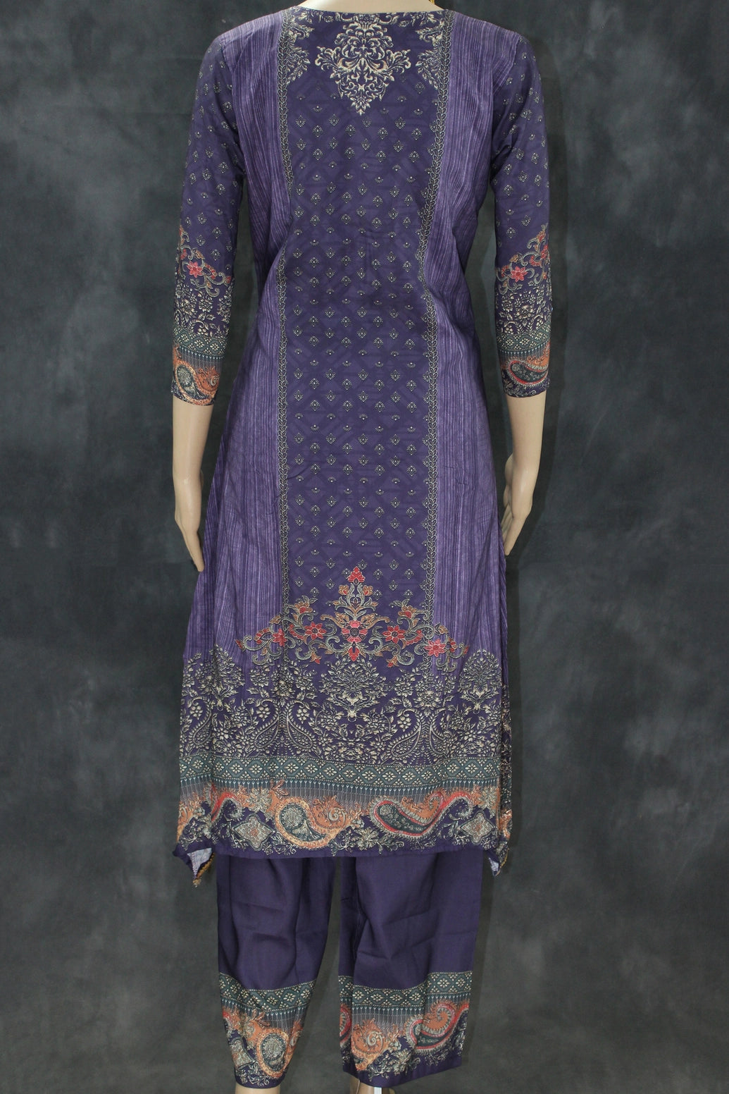 Violet Designer Crepe 3-Piece Salwar Suit with Stone & Mirror Work