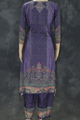 Violet Designer Crepe 3-Piece Salwar Suit with Stone & Mirror Work