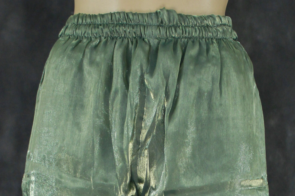 Green Rayon Silk Embroidered 2-Piece Kurti Set with V-Neck and Elastic Pant - Traditional Festive Wear