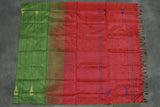 Banana Pith (Vaazhai Naar) Red & Green Borderless Saree with Small Buttas