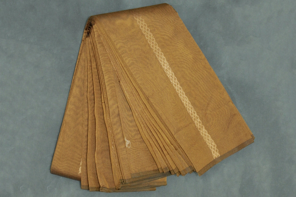 Mustard Silk Cotton Saree with Zari Border and Blouse Piece, Border Less Look