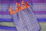Violet Ponnadai Poly Silk Jacquard Temple Shawl with Zari Pattern and Tassels for Pooja, Weddings, Functions