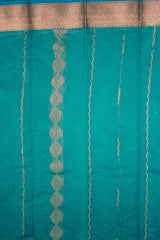 Teal Green Silk Cotton Saree with Beautiful Zari Border and Blouse Piece