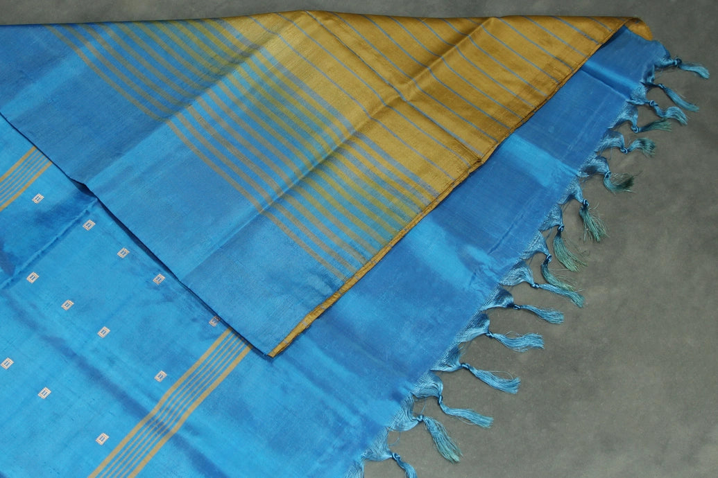 Royal Blue Vaazhai Naar (Banana Pith) Woven Saree with Small Butta Motifs