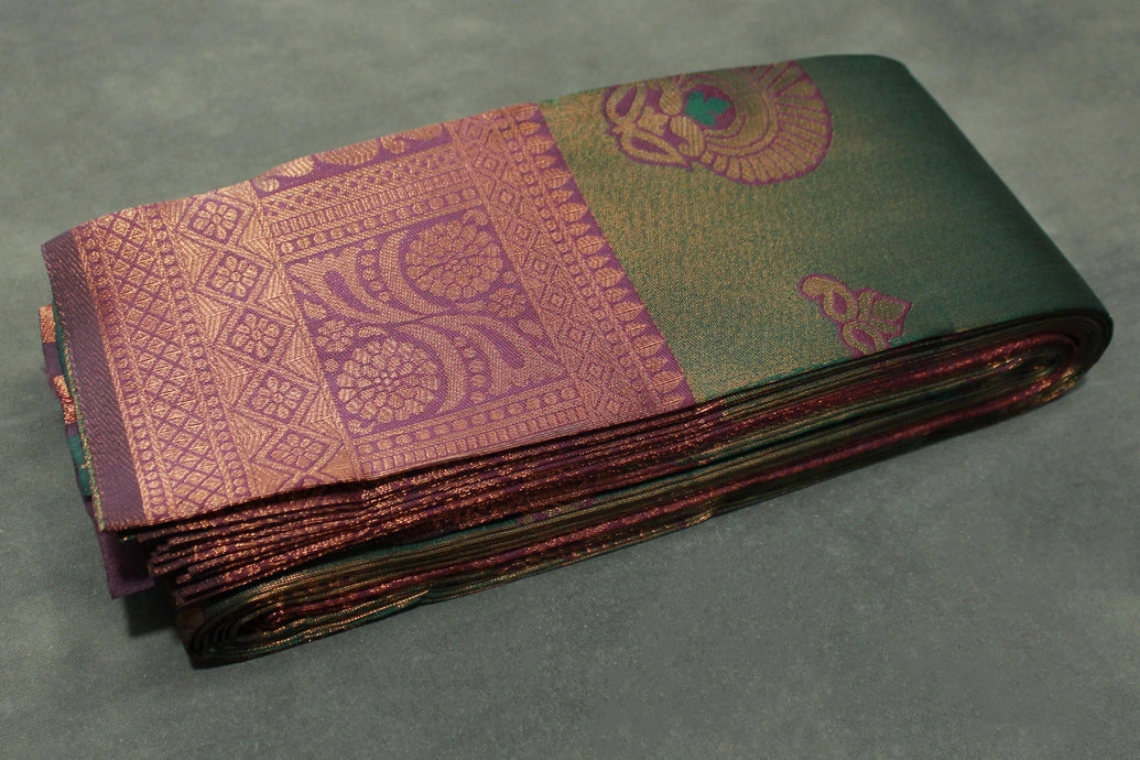 Kubera Pattu Saree Mehendi Green with Zari Design Border and Matching Blouse - Semi Silk Traditional Wear