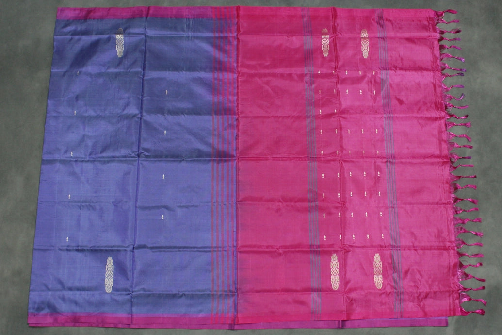 Lavender & Rose Pink Vaazhai Naar (Banana Pith) Borderless Saree with Small Butta Motifs