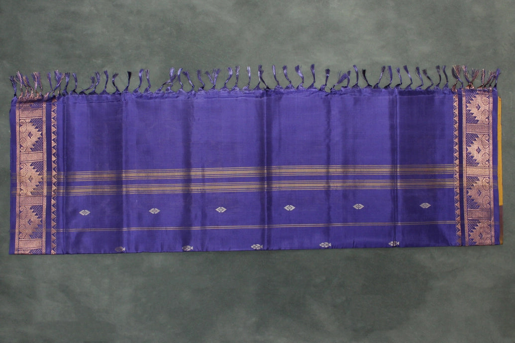 Vaazhai Naar (Banana Pith) Purple Saree with Gold Zari Border and Small Buttas