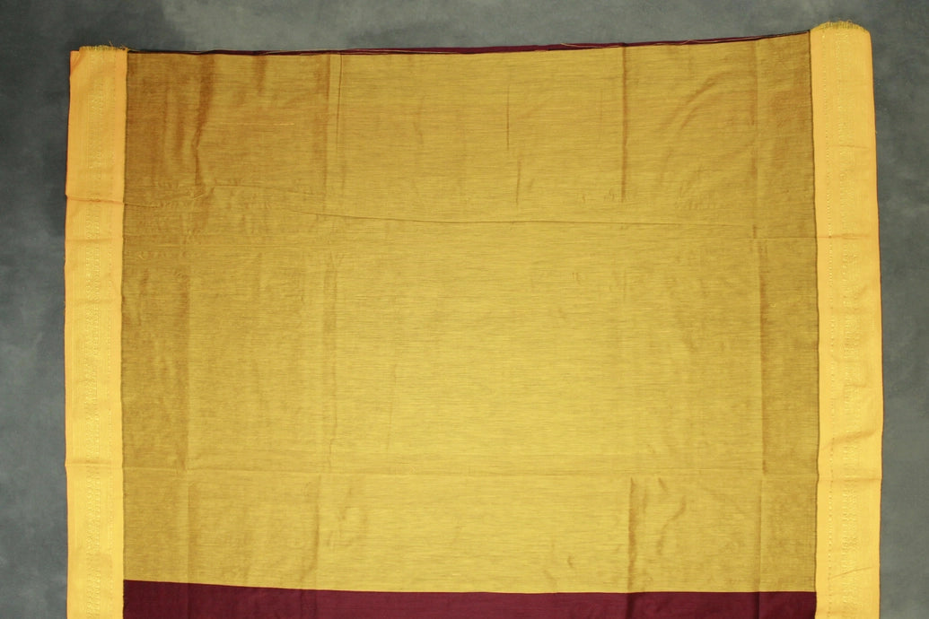 Maroon Kalyani Cotton Saree with Puttaput Design and Zari Border with Blouse