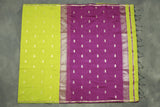 Maheswari Cotton Saree with Small Butta & Zari Border, Green Silk Cotton Saree with Blouse Piece
