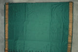 Green Kalyani Cotton Saree with Putta Design and Zari Border, Includes Blouse