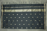 Black Maheswari Silk Cotton Saree with Butta & Zari Border and Blouse Piece