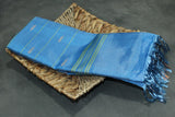Blue Vaazhai Naar (Banana Pith) Saree with Zari Border and Small Buttas