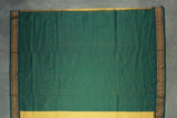 Mustard Kalyani Cotton Saree with Putta Design and Zari Border, Comes with Blouse