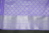 Lavender Bridal Vaira Oosi Soft Silk Saree with Silver Zari Border and Blouse