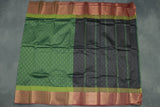 Green Emboss Silk Saree with Semi Silk Border Design, Traditional Wedding Wear for Women