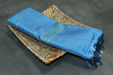 Dark Green Banana Pith (Vaazhai Naar) Saree with Zari Border and Full-Body Butta