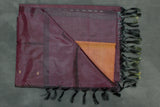 Vaazhai Naar (Banana Pith) Borderless Saree - Dark Purple Body with Fanta Orange Pallu, Small Butta