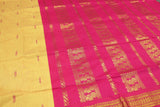 Yellow Silk Cotton Saree with Magenta Grand Pallu and Thick Gold Zari Border Saree JCS Fashions