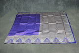 Blue & Cream Kubera Pattu Silk Saree with Peacock Border, Comes with Blouse