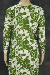 Green Floral Cotton 2-Piece Kurta Set with Elastic Waist Pant - Traditional Indian Kurti - Comfortable Everyday Wear