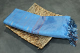 Blue Vaazhai Naar (Banana Pith) Saree with Copper Zari Border and Small Buttas