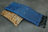 Peacock Blue & Grey Vaazhai Naar (Banana Pith) Borderless Saree with Small Butta